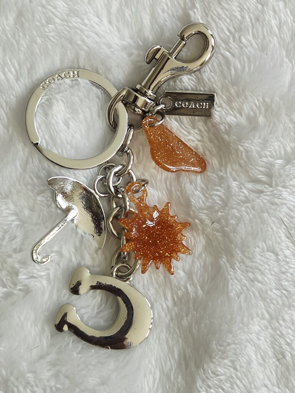 Rainbow 'C'  Logo Keychain with Silver Hardware Bling Bag Charmj - Picture 3 of 4